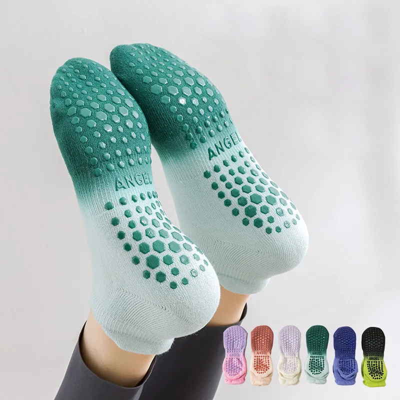 

Yoga Socks Women Cotton Gradient Silicone Non-slip Grip Towel Low-ankle Pilates Sock