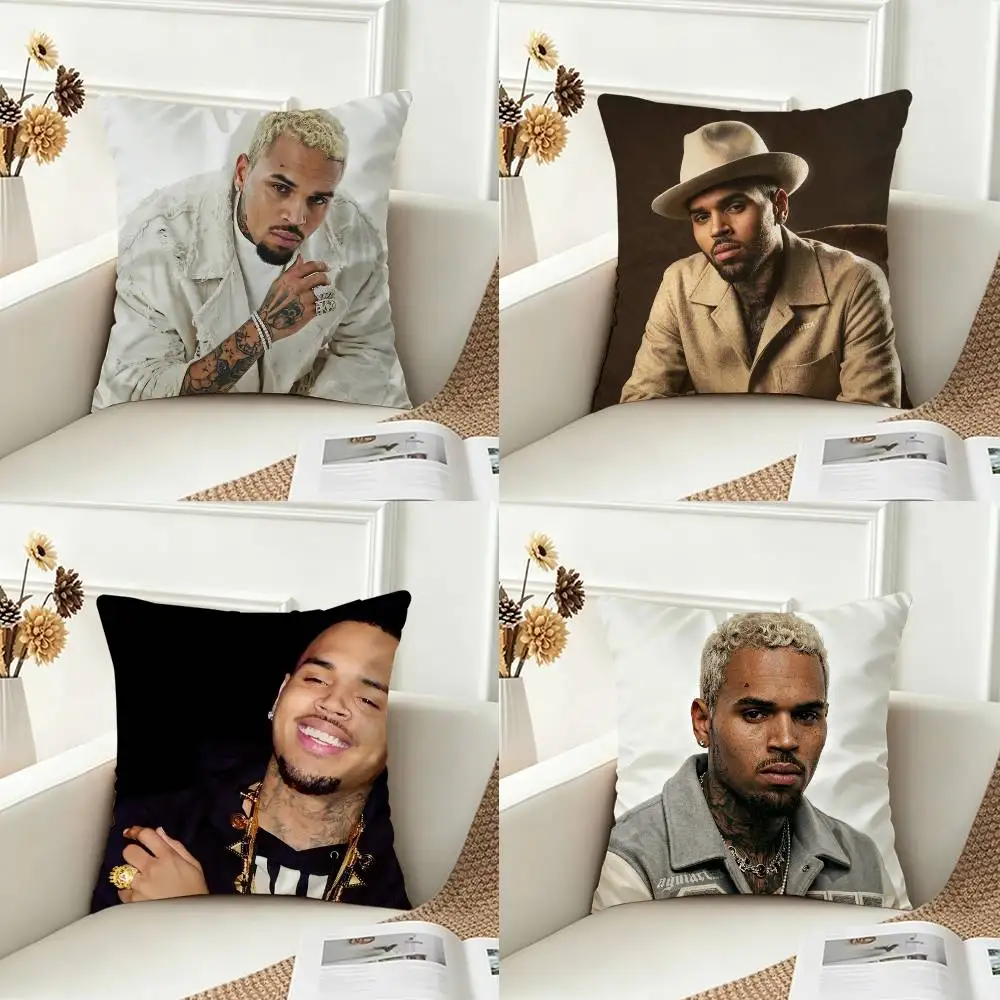 C-Chris Brown Double-sided Printed Square Decorative Cushion Cover for Sofa Living Room Home Decor