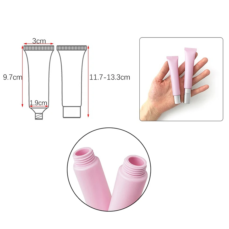 20ml Soft Tubes Vacuum Bottle Lip Gloss Containers Travel Makeup Essential Oil Empty Eye Cream Refillable Squeeze Tubes