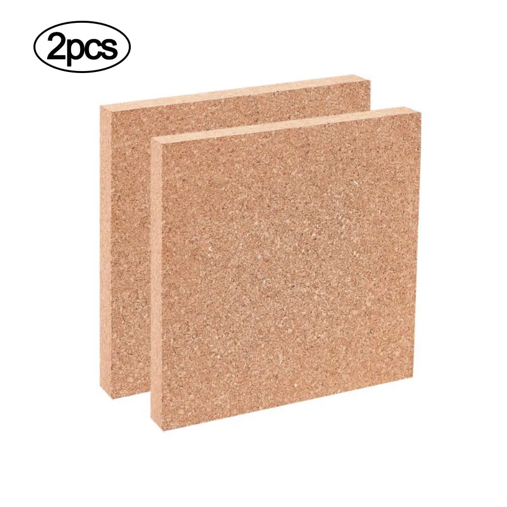 2Pcs Square Cork Insulation Sheets Natural Wooden Boards for Coaster Wall Decor Picture Stickers Drawing DIY Crafts Supplies