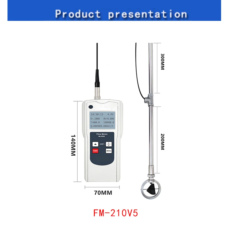 Portable flow meter FM-210V5 0.01-5.00 m/s  water flow meter open channel river reservoir field irrigation flowmeter