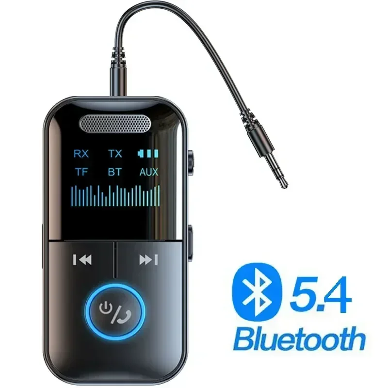 

LED Bluetooth 5.4 Adapter Audio For Car Music Headphone Speaker 200mA Transmitter Receiver Wireless Battery Support TF Card