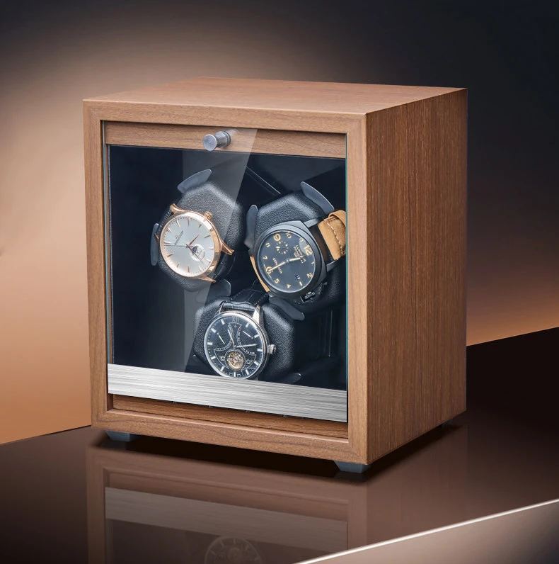 Premium 3-Slot Watch Winder Ultra Silent Mabuchi Motor Anti-Magnetic Automatic Rotation LED Light Dual Power Watch Box