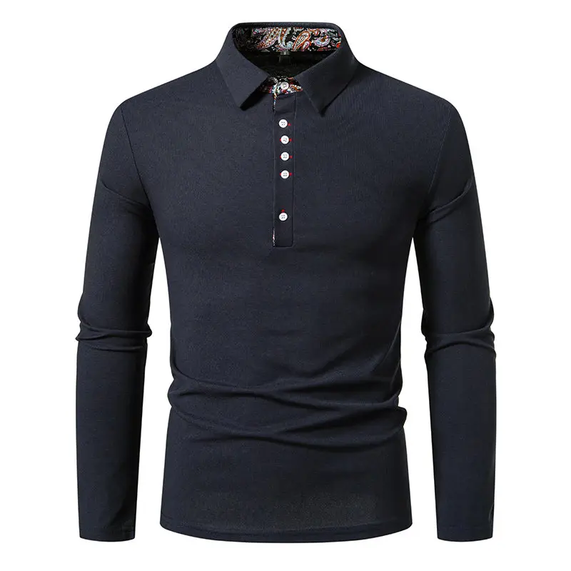 2024 neue Herren Casual Polo Shirt Floral Paisley Revers Hemd Langarm Bequeme Weiche männer kleidung