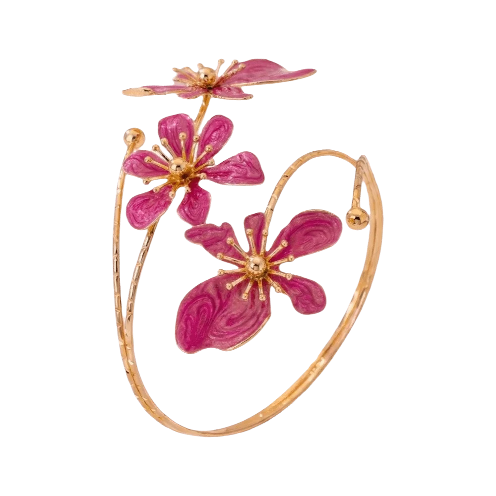 Fashion Accessories Enamel Glaze Open Arm Bangle Adjustable Fairy Flower Bracelet Elegant Vintage Floral Armband Party