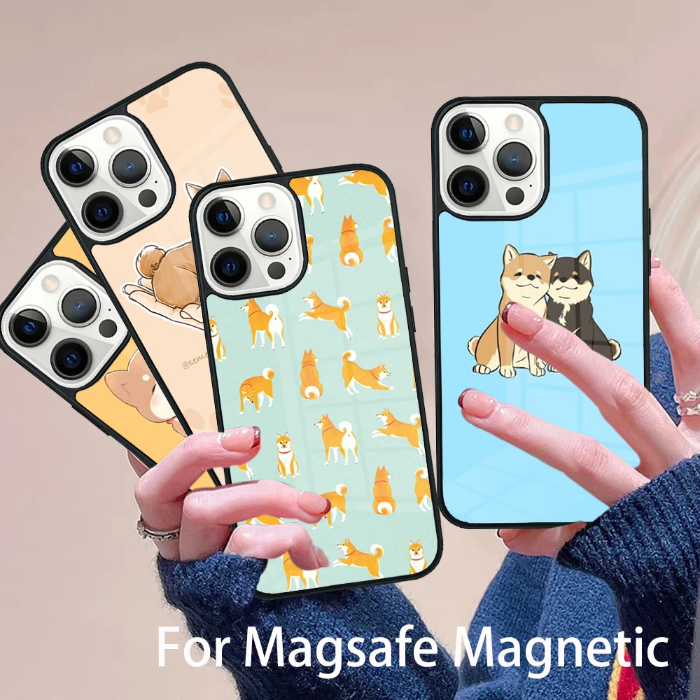 

Shiba Inu Cute Cartoon Art Phone Case Magesafe Magnetic Wireless Cover For iPhone 17 Air 16 16e 11 12 13 14 15 Pro Max Plus