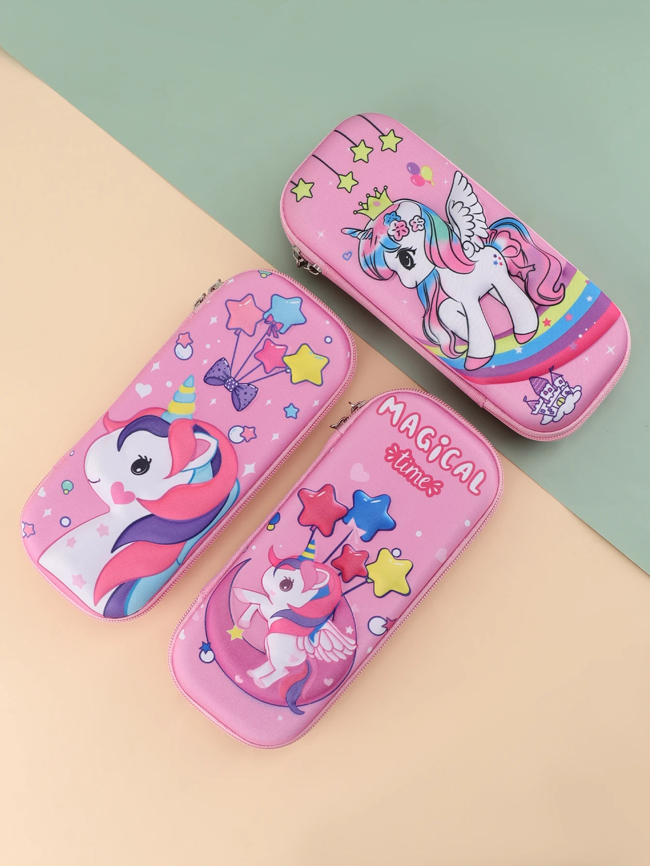 Cute Cartoon Unicorn EVA Hard Pencil Case, Shockproof Large Capacity Stationery Box, Portable Pen Storage, Back to School