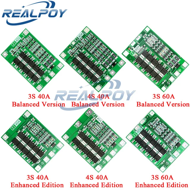3S/4S 40A 60A Li-ion ładowarka do akumulatora litowego płyta ochronna 18650 BMS do silnika wiertarki 11.1V 12.6V/14.8V 16.8V wzmocnienie/bilans