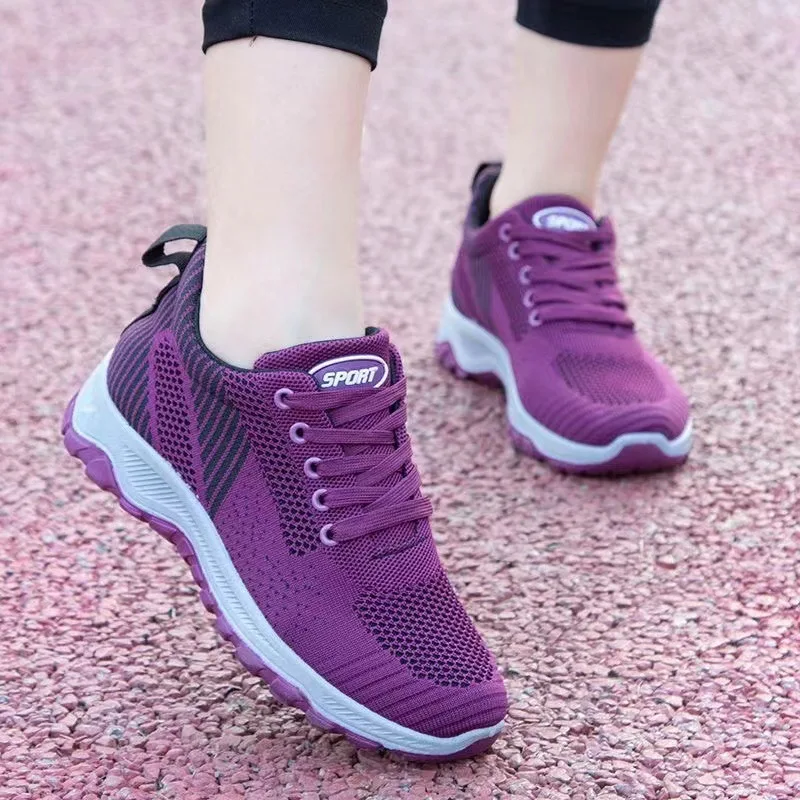 Women Sneaker Mesh Breathable Lightweight Sports Shoes Soft Bottom Lace-up Comfy Outdoor Running 2024 Summer