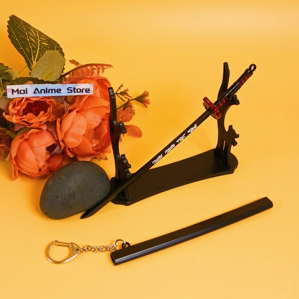 พวงกุญแจดาบคาตานะอนิเมะขนาด 6 นิ้ว ดาบซามูไรของแท้ ขนาดเท่าจริง ดาบคาตานะญี่ปุ่น ทำจากโลหะ มีดนินจา ดาบของเล่น ไม่คม ของขวัญ