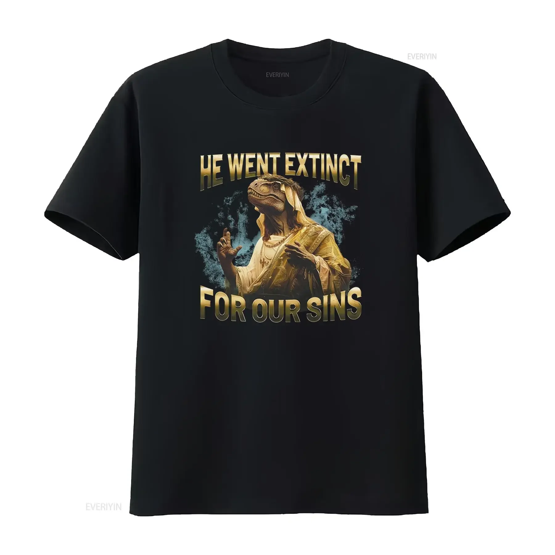 Raptor Jesus T Shirt He Went Extinct For Our Sins Meme Unique Weirdcore Bootleg Design Oddly Specific Trendy vintage Washed