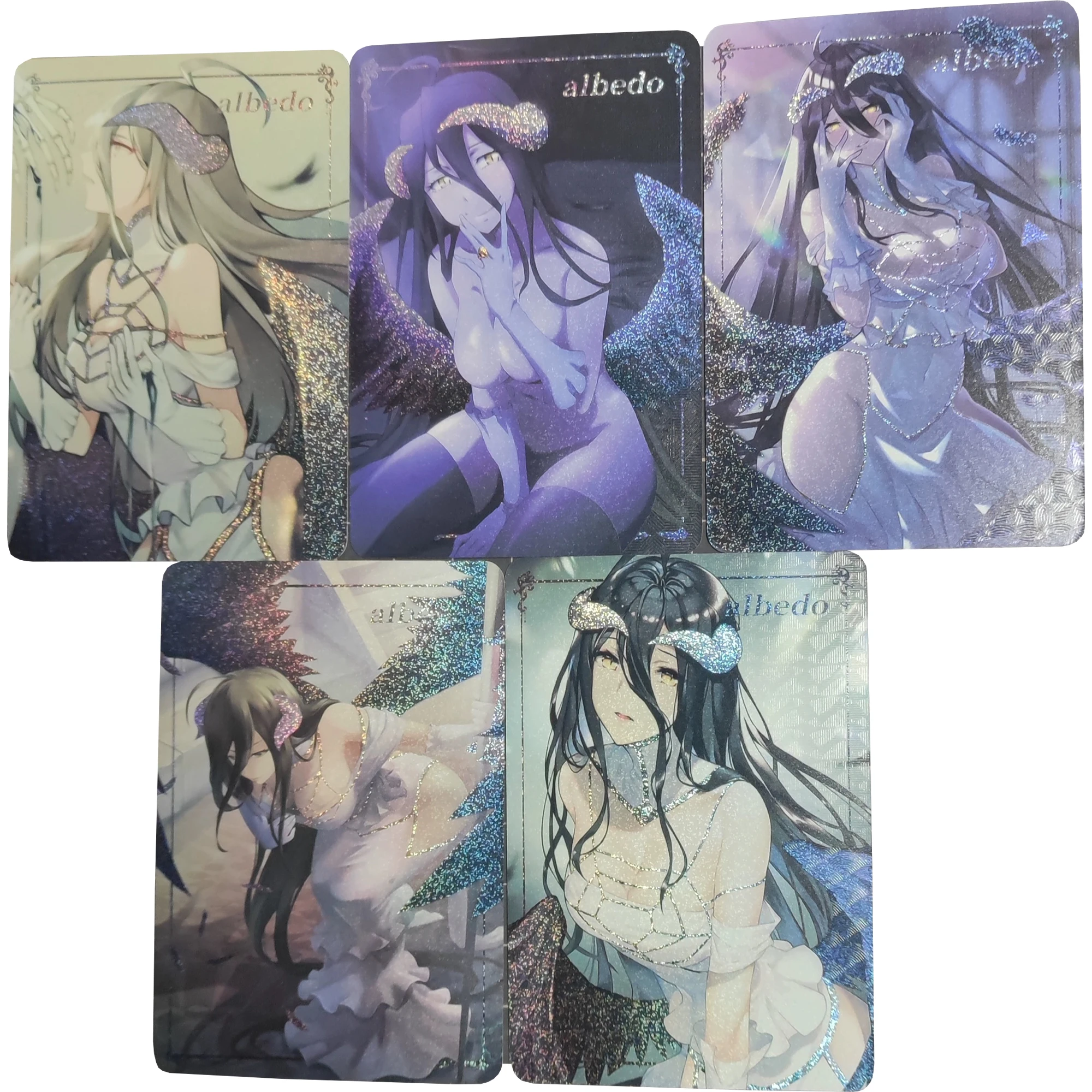 

5Pcs/set Diy Self Made Overlord Albedo Flash Card Kawaii Game Anime Collection Cards Gift Toys