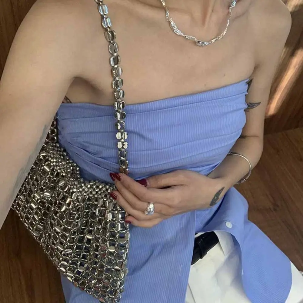 

Mini Sequin Evening Banquet Bag Mini Underarm Bag Woven Beaded Crossbody Bag Small Purse Temperament Glitter Shoulder Bag Women