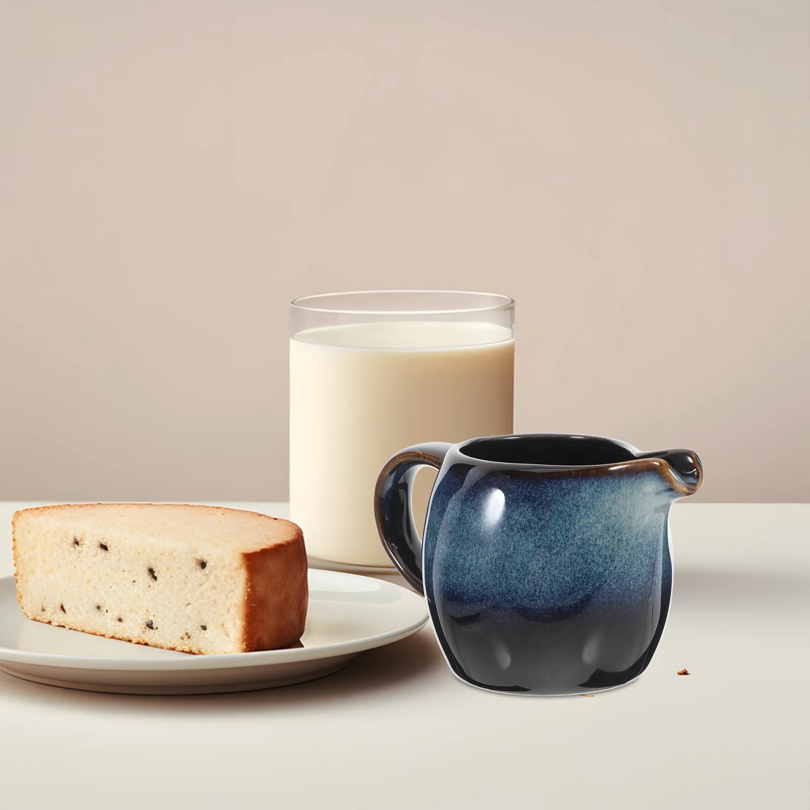 

Ceramic Small Milk Jug Creamer Pitcher European Style Blue Design Handle Spout for Coffee Espresso Sauce Gravy Kitchen