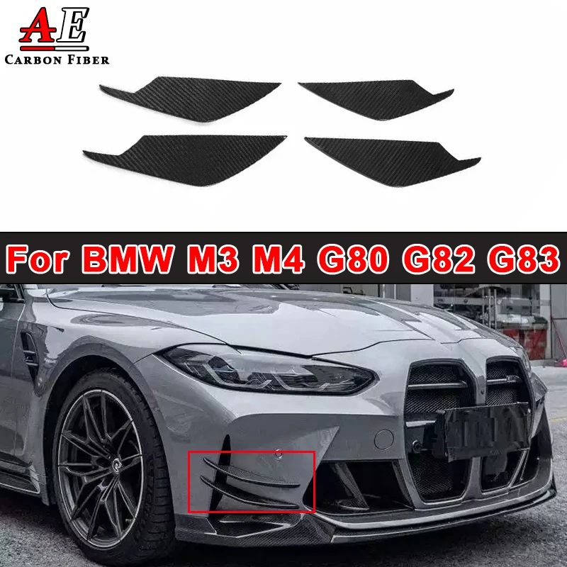 Car Front Bumper Wind knife Splitter AC Style Spoiler Canard For BMW G80 M3 G82 G83 M4 Air Knife Surround Trim Carbon Fiber