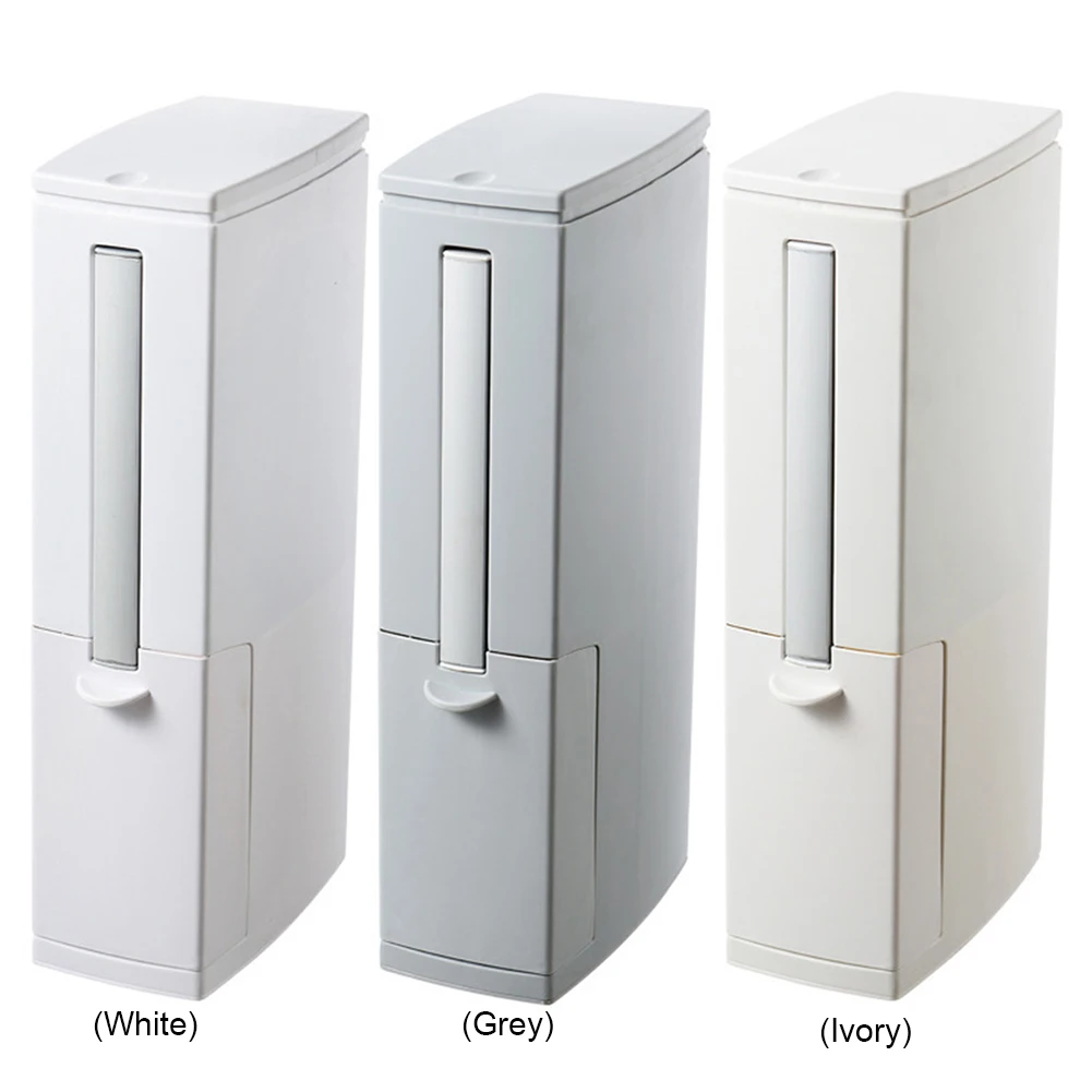 

Integrated Trash Can and Toilet Brush Set Rectangular Toilet Brush and Waste Bin Set One-Key Opening Multifunction for Bathroom