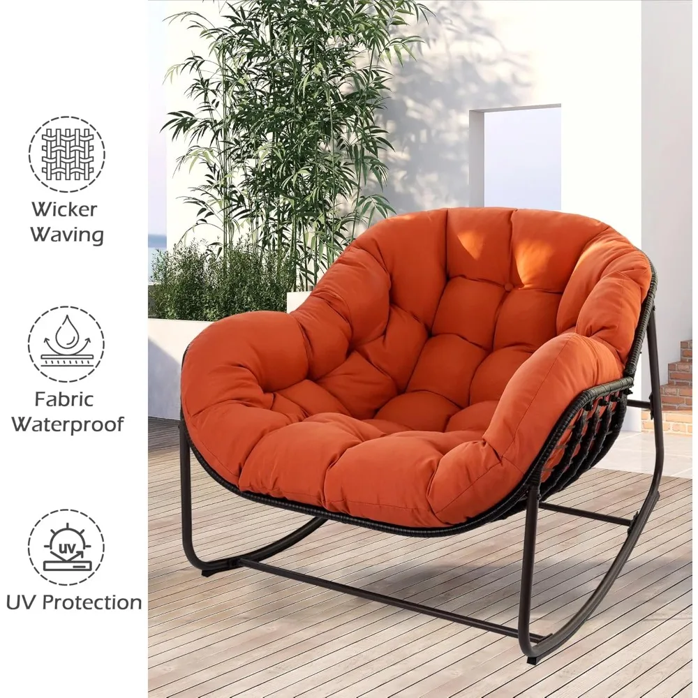 كرسي هزاز كبير الحجم على شكل بيضة مع وسادة وإطار للاستخدام الداخلي والخارجي #5