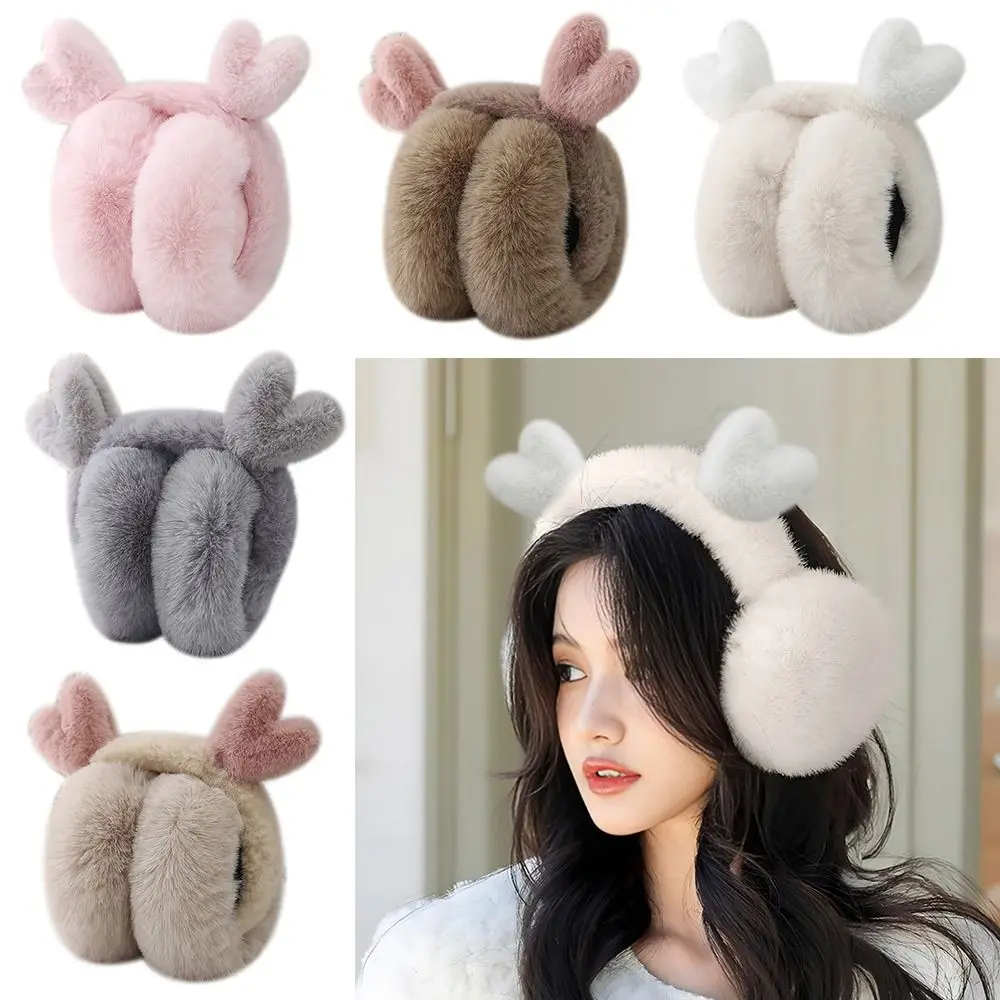 غطاء للأذنين على شكل غزال أنيق مضاد للتجميد وغطاء للأذن قابل للطي يحافظ على دفء الأذن السميكة