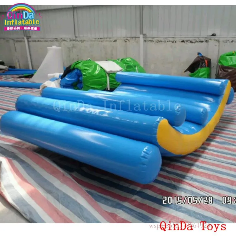 Aqua China Park Toys Inflatable Floating Island ,Blue Tube Inflatable Water Moon Boat With Free Pump