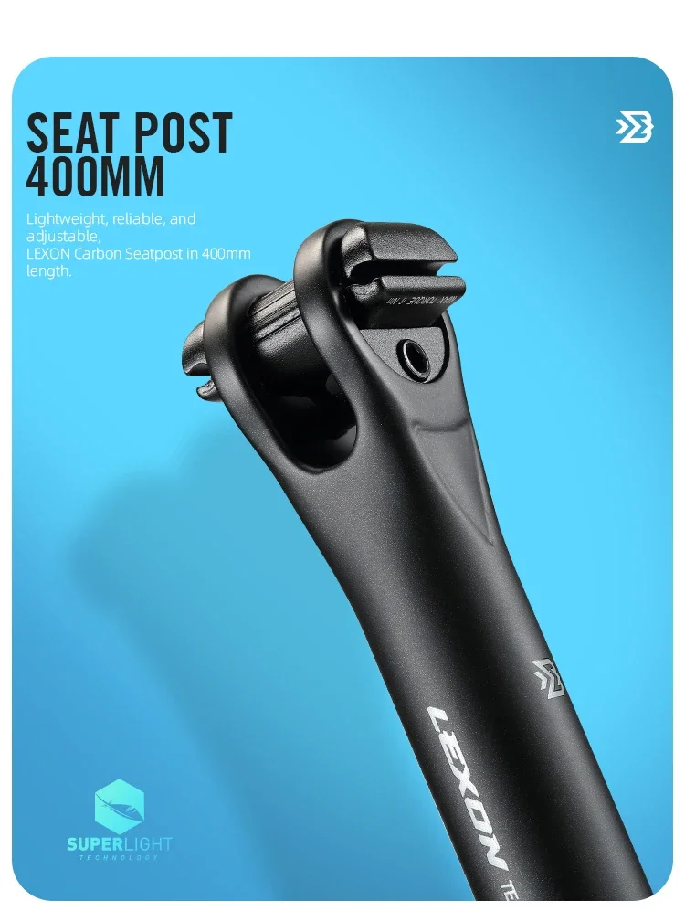 RYET Sattelstütze aus Kohlefaser, 27,2/31,6 mm, 400 mm, leicht, matt, für Rennrad, MTB, Fahrrad, Sattelstütze für Radfahren, Fahrradsattelklemme – Detail 1