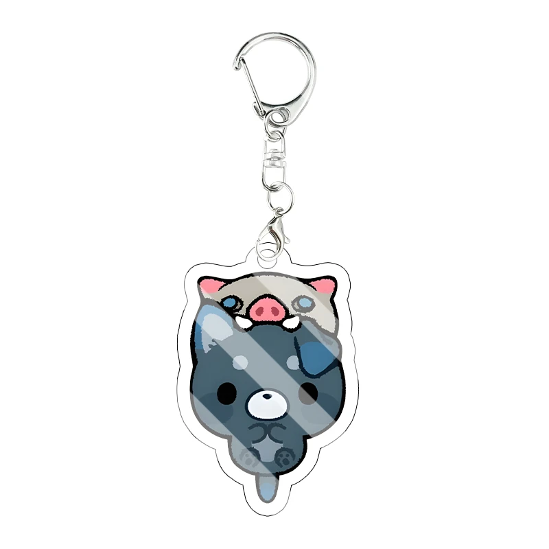 Animals Demon Slayer Acrylic Keychain Cat Fox Animal Chibi Mitsuri Kanroji Giyuu Tomioka Backpack Ornament Keyring Decor Gift view 4