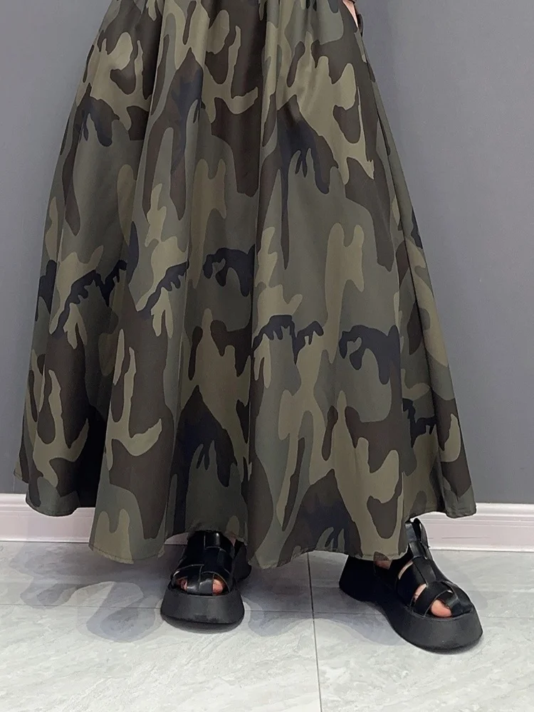 Vefadisa 2024 Summer New Korean Style Camouflage Casual One Piece Half Skirt Women Slimming Camouflage Skirt ZXF145B