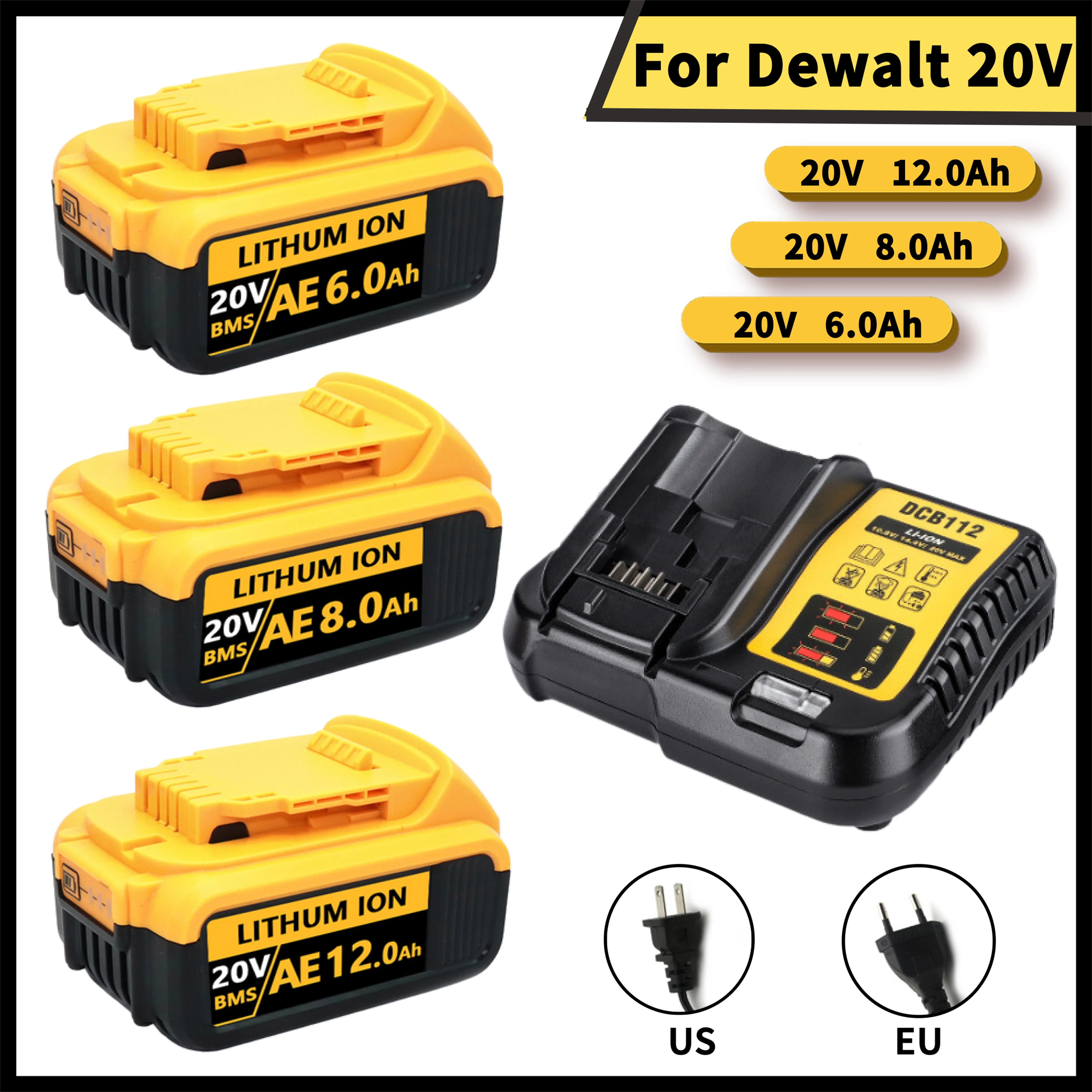 

New For DeWalt 20V 6Ah 8Ah 12Ah MAX Li-ion Battery for DeWalt for Flexvolt Tool Batteries Replacement Batter