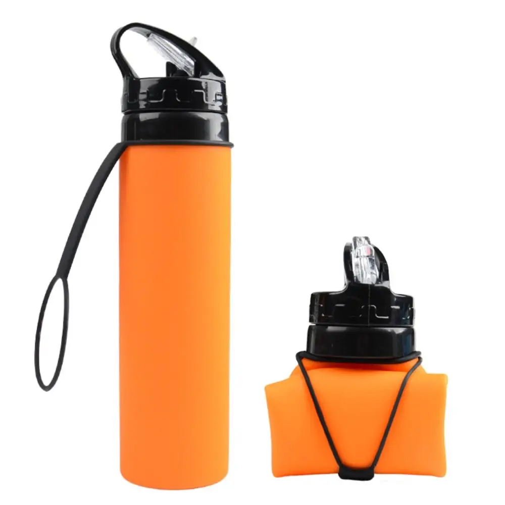 600ml Silicone Foldable Water Bottle Leakproof Shatterproof Outdoor Sports Water Bottle Environment Protection Portable