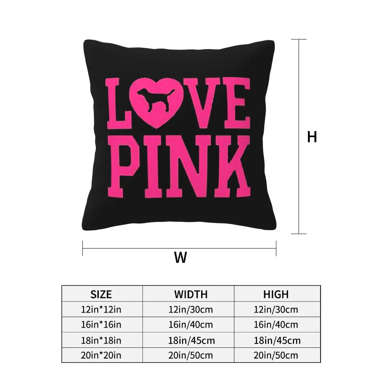 Love Pink 4pcs Square Pillowcase Cushion Cover Decorative Pillow Case Throw Pillow Cover for Home Sofa Living Room