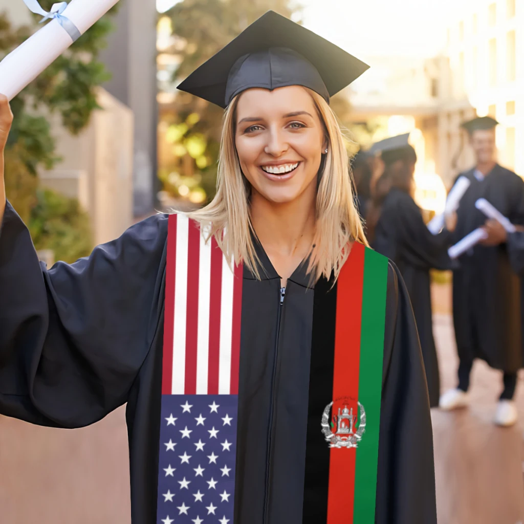 Faja de graduación con bandera de los Estados Unidos, chales de estola, envolturas para graduados, regalos de orgullo internacional para estudiantes Scraf