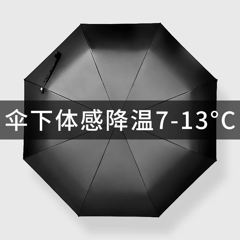 Full-Automatic Double-Layer Parasol UPF50 Folding Umbrella Dual-Use Women's UV-Proof Sun Umbrella Black Glue