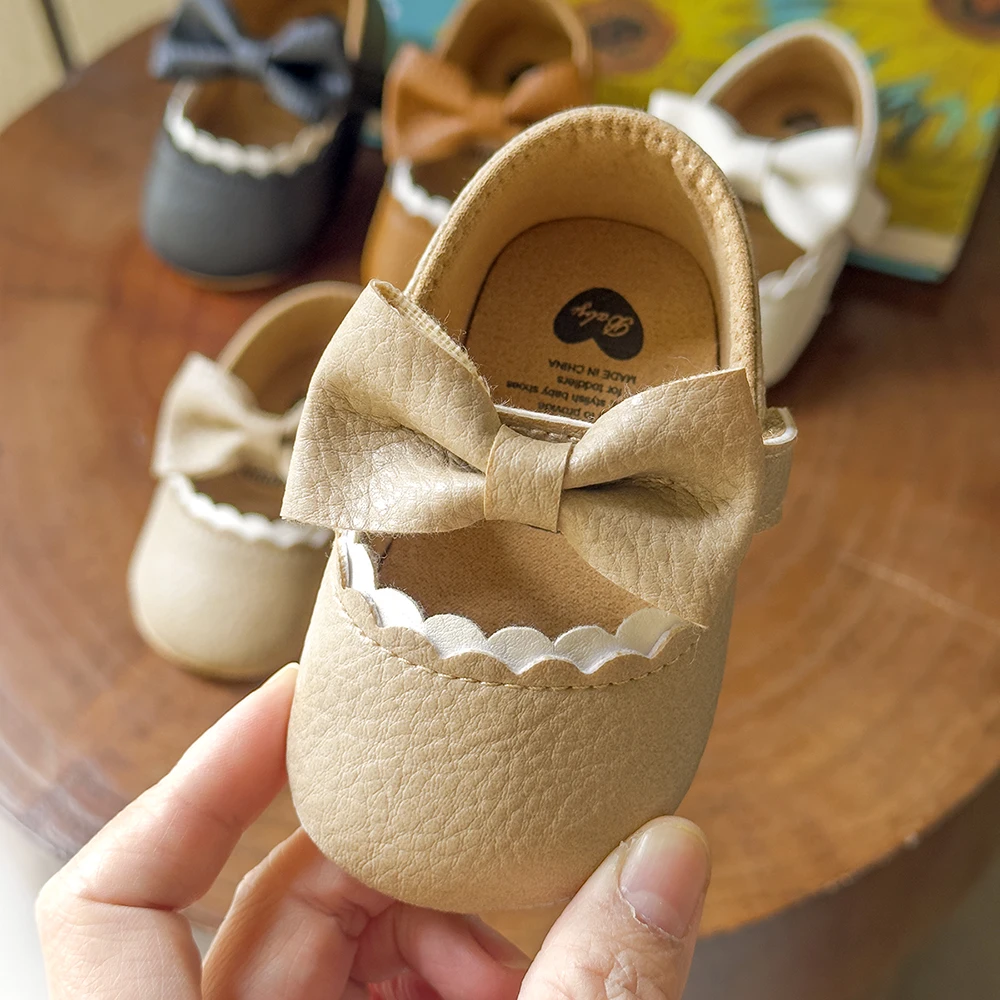 Baby Shoes Classic Dress Cute Bow Anti-slip Soft Sole First Walkers Infant Baby Girls Toddler Shoes 0-18m
