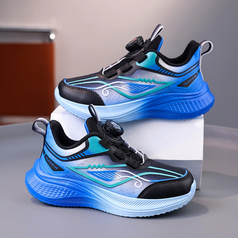 

Easy Slip Kids Sports Trainers Elastic Mouth Design Breathable Mesh Soft Sole Non Slip Footwear for Children