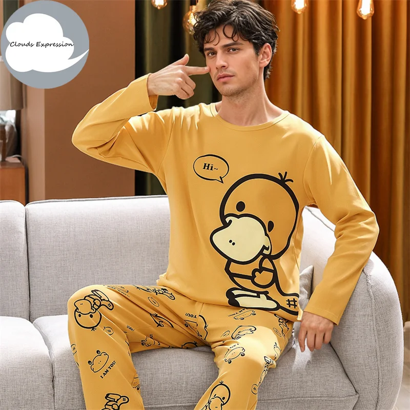 Wiosenne dzianinowe bawełniane zestawy piżam w paski męska odzież codzienna Pijama hombre piżamy męskie piżamy bielizna nocna bielizna nocna 4XL 5Xl Homewear