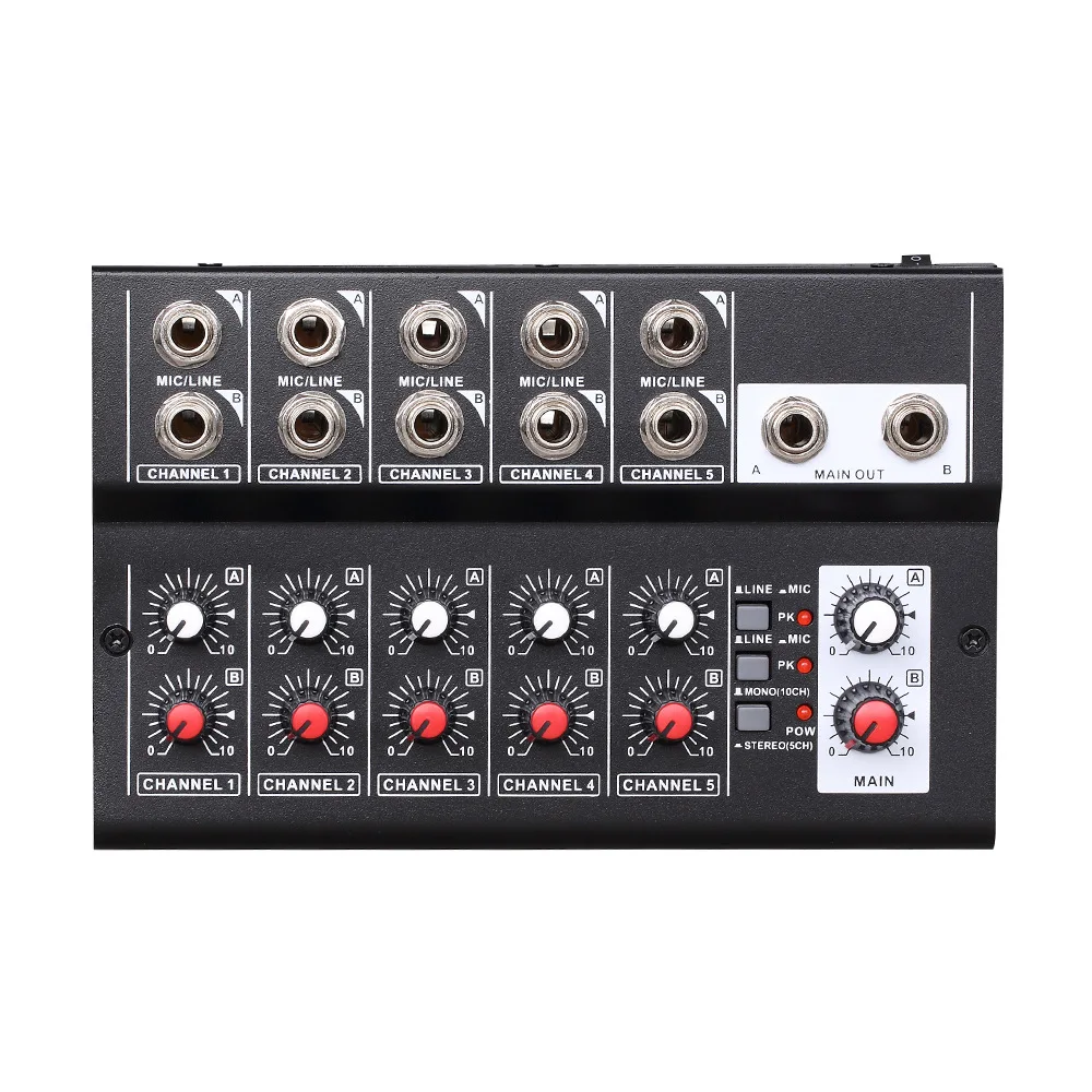 MIX5210 10 Channels Audio Mixer Audio Mixing Console Digital Stereo Karaoke Live Broadcast for Family KTV Campus DJ Equipment