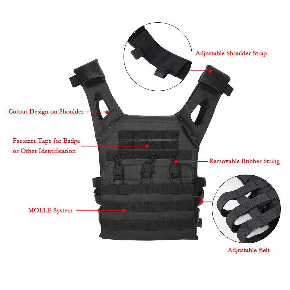 JPC Military Lightweight Molle Plate Carrier Tactical Vest Waterproof Outdoor CS Game Jungle Security Equipment Hunting Vest