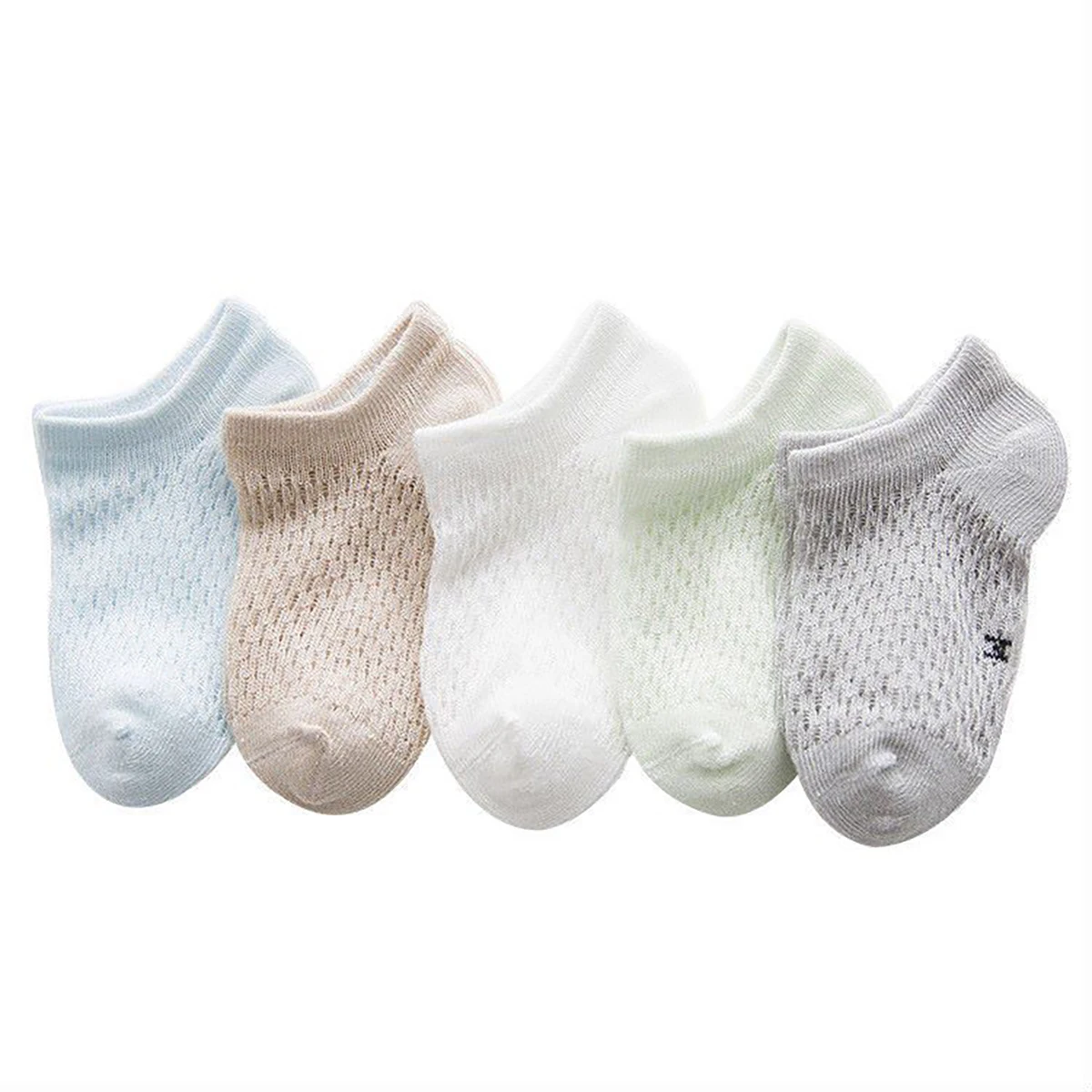 5 pairs of breathable and fashionable boat socks with mesh for boys and girls, cotton blend comfortable, casual and cute style,