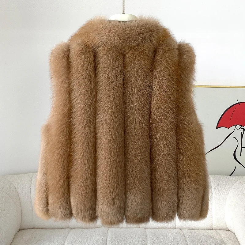 Fox Fur Coat Real Winter Women'S Fashion Brown 2026 Leather And Skin Clothing Natural New In Coats & Jackets Outerwear