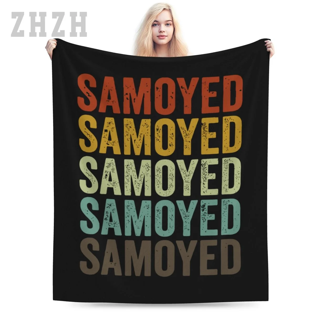 Blanket Samoyed Retro Flannel Multifunction Outdoor Camping Sofa Cover Keep Warm