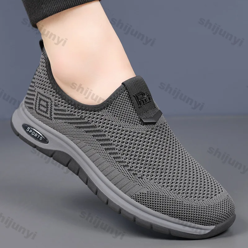 Men Sneakers 2025 Summer New Fly Weave Outdoor Mesh Breathable Vintage Casual Shoes Ightweight Comfortable Fashion Slip on Flats
