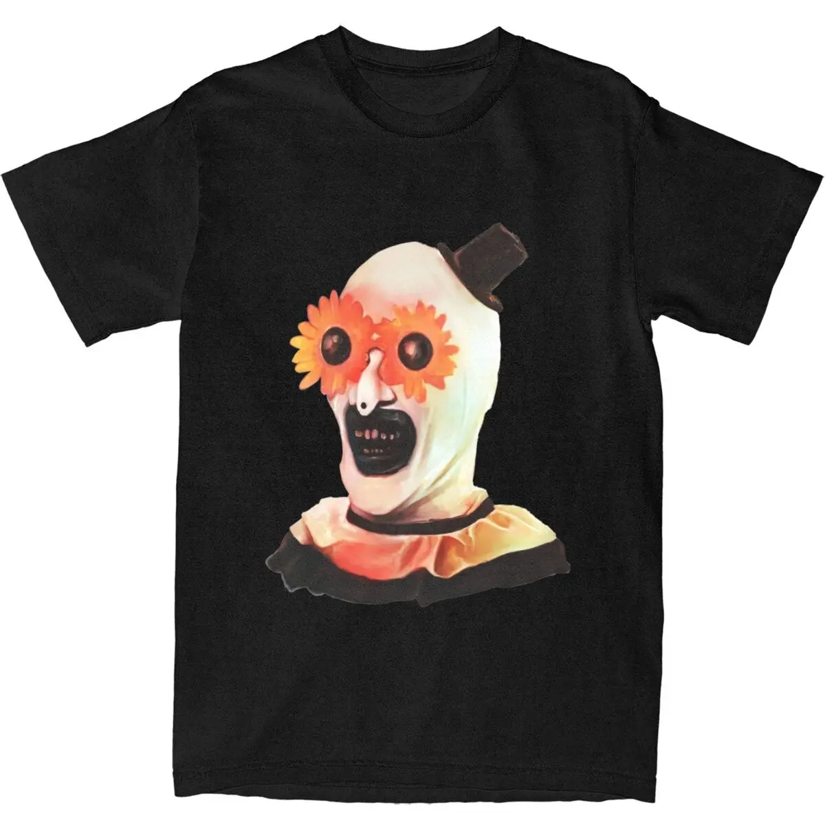 Oversized T Shirt Art The Clown The Creepy Withe Flower Glasses 100 Cotton T-Shirts Hipster Tee Shirt for Mens Summer Clothing