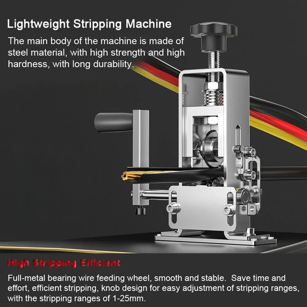 Portable Wire Stripper Manual Wire Stripping Tool 1-25mm Cable Electric Peeling Machine with Hand Crank Hand Electric Drill