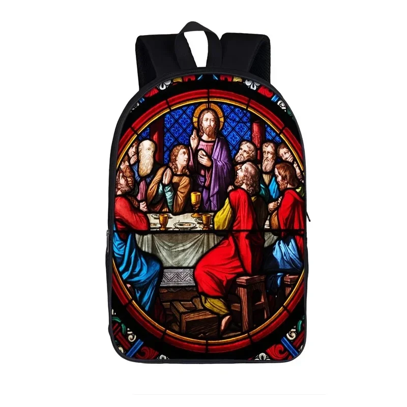 Vintage Jesus Colorful Painting Backpack Women Men Travel Bags Children School Laptop Backpack Mochila Feminina