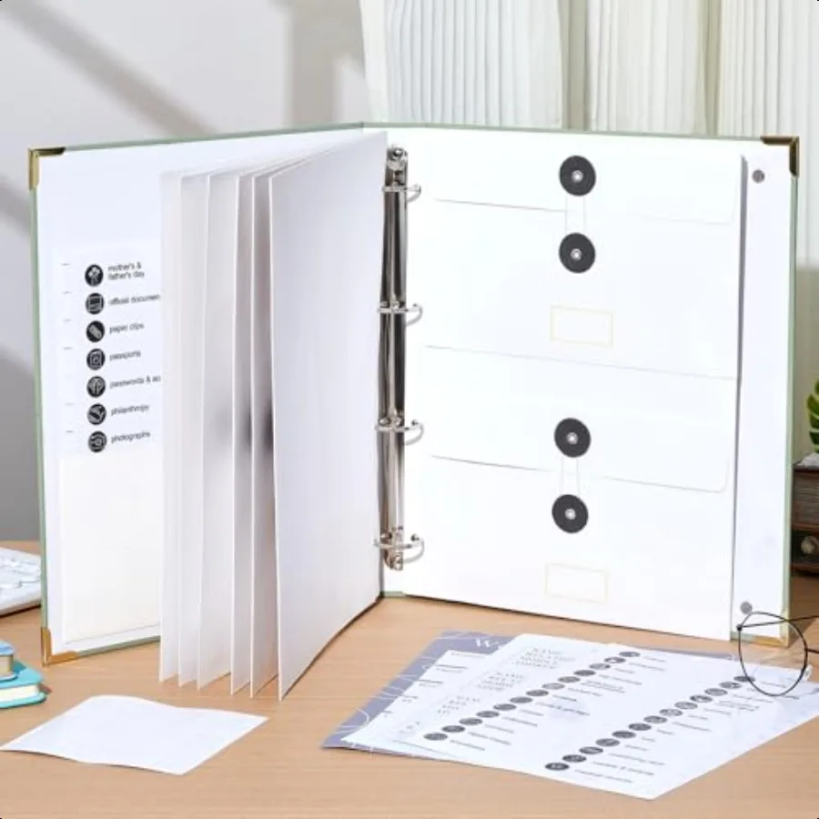 2 قطعة مجلدات منظم المستندات المهمة مع جيوب 3 حلقة الموثق توسيع مجلد الملفات جيب تخزين المجلدات ل Importan