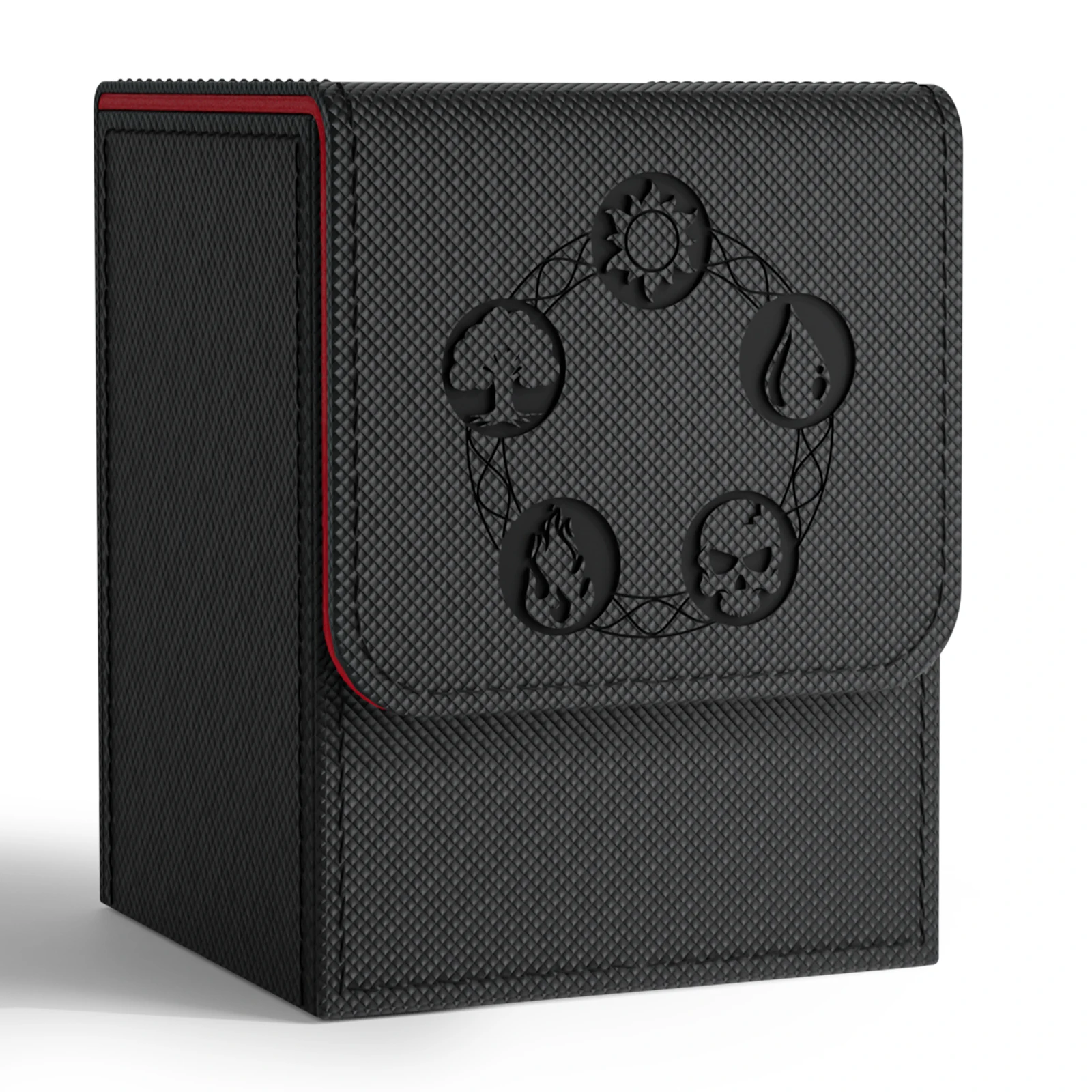 Card Deck Box, Copyrighted Design，Fits 100+ Single Sleeved Cards, Magnetic Closure PU Leather Card Box for TCG Cards