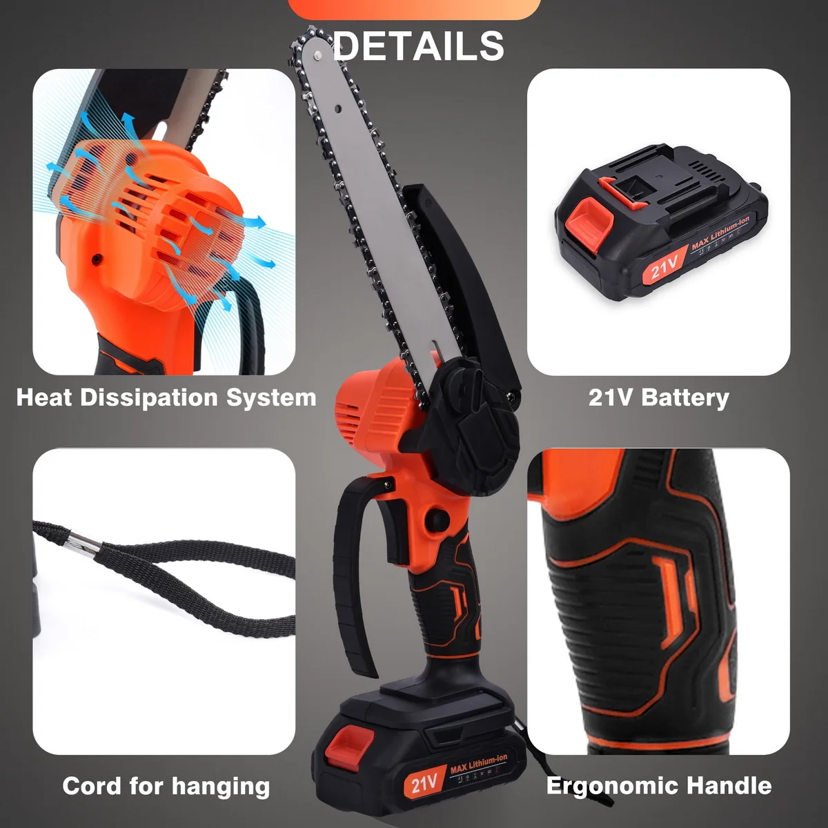 منشار كهربائي صغير 8 بوصة محمول بيد واحدة لقطع الخشب وتقليم فرع الأشجار