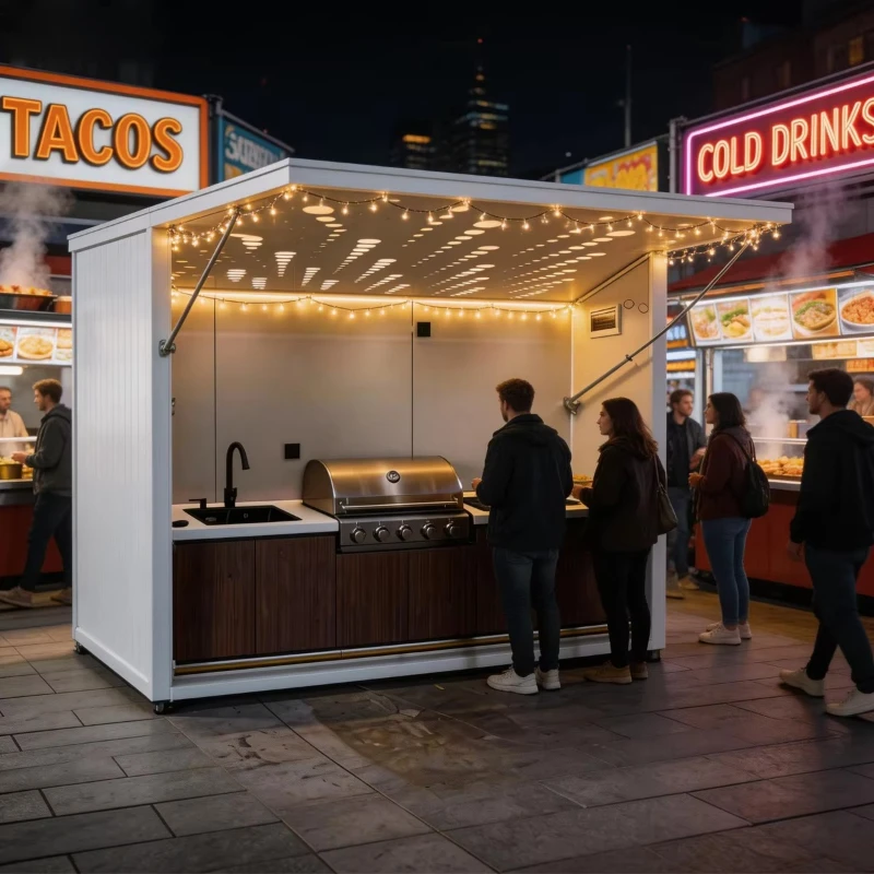 10ft 20ft Modular Movable Prefab Container House Coffee Bar Pop Up Shop Convenience Store Fast Food Kiosk
