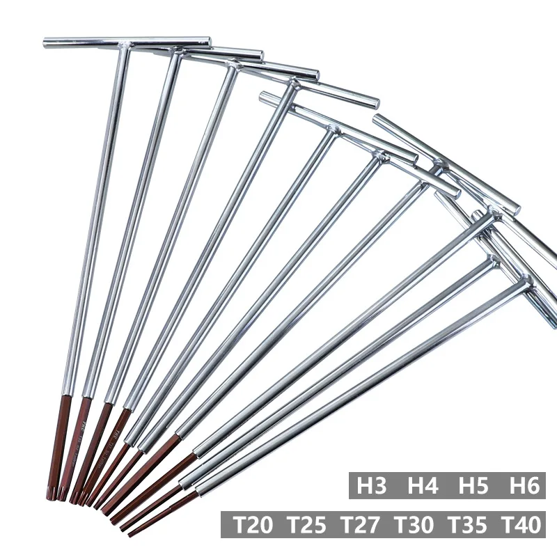 연장 T자형 육각 렌치, Torx 육각 키 렌치, 내부 스패너, T20-T40 H3-H6, 가정용 차량용 수공구, 300mm, 320mm, 신제품