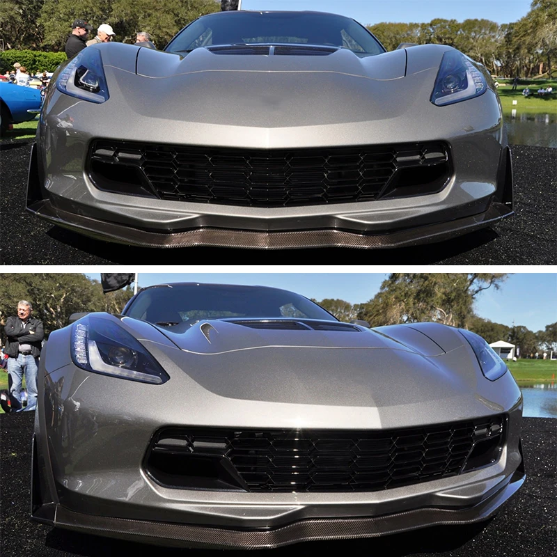 Front Bumper Hood Mesh Grid for Corvette C7 Z51 2014-2019 Front Lower Grille Without Camera Carbon Flash Honeycomb Mesh Grilles