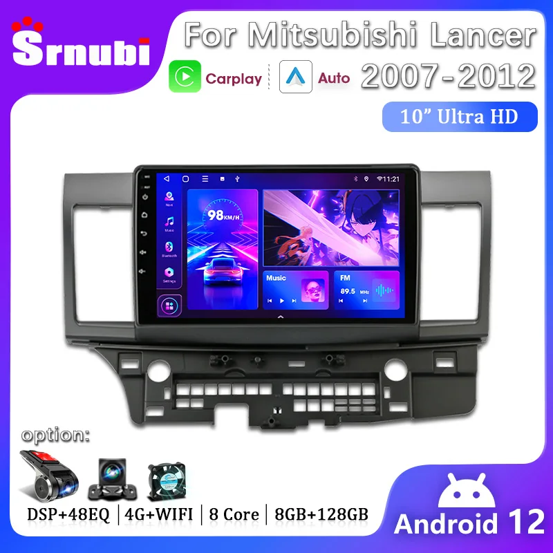 2 Din Android for Mitsubishi Lancer 10 CY 2007 - 2012 Car Radio Support Rockford Multimedia Player  Wireless Carplay Auto DVD